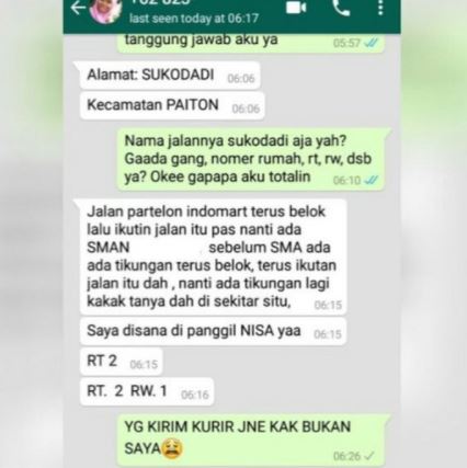 Chat Memberikan alamat yang ngeselin bikin garuk kepala